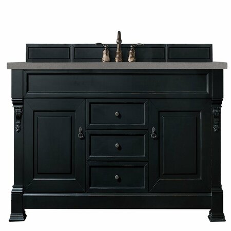 JAMES MARTIN VANITIES Brookfield 60in Single Vanity, Antique Black w/ 3 CM Grey Expo Quartz Top 147-114-5331-3GEX